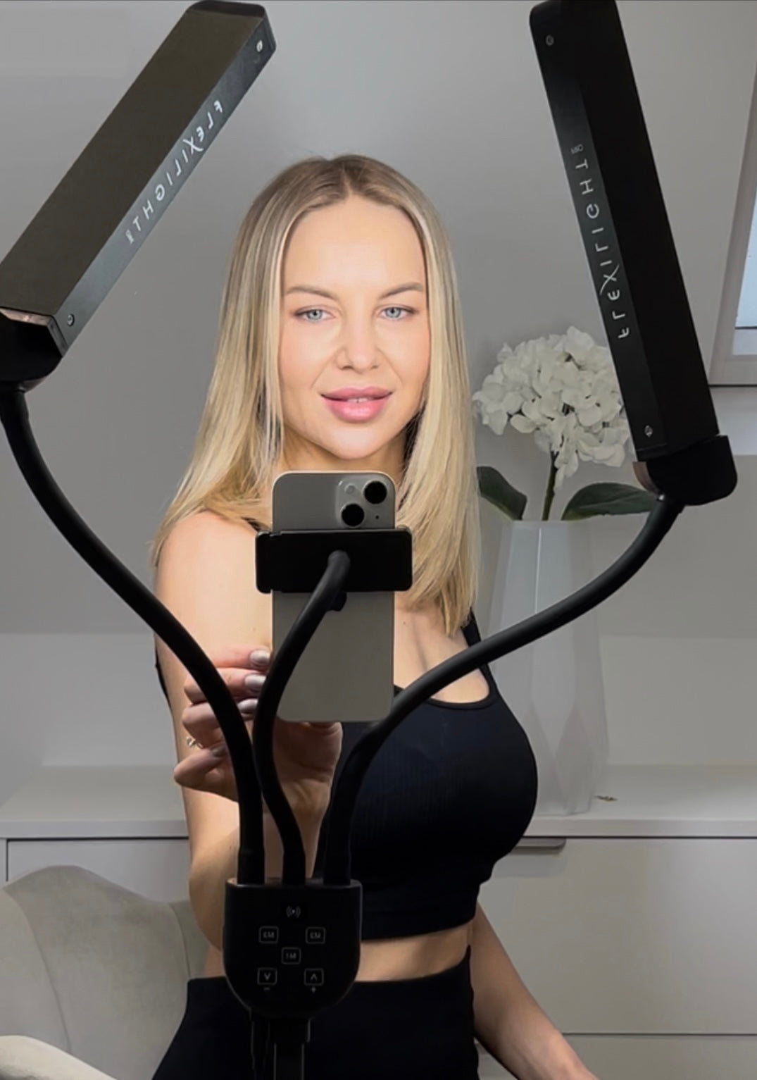 portable, light and  adjustable with camera holder light for content creation